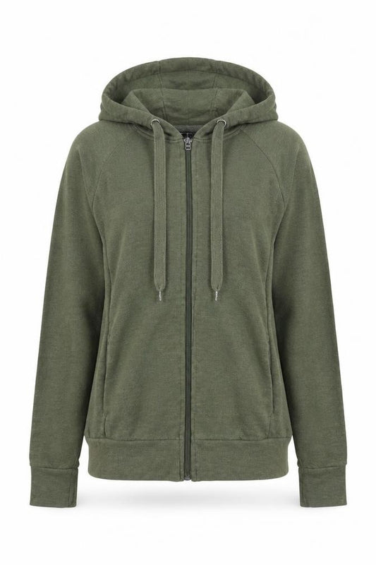 Front view of Next women’s green jacket, size UK 8, zip