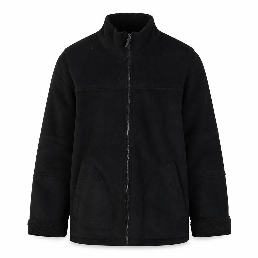 Front view of Soul Brother men’s black jacket, size M, zip