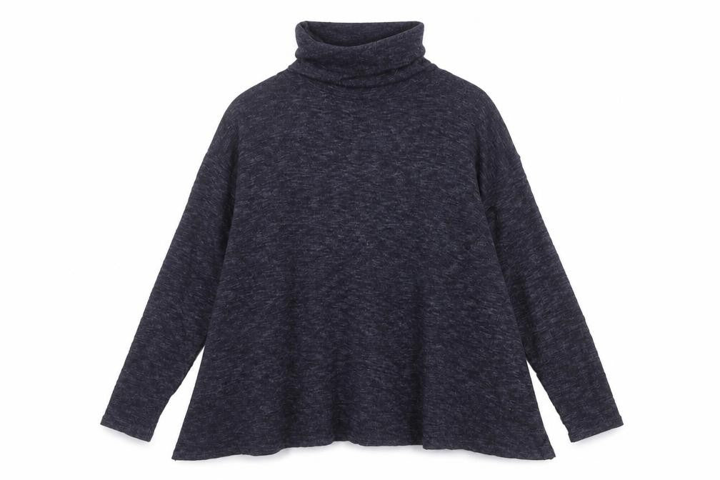 Front view of New Look women’s blue roll neck polyester jumper, size UK 12
