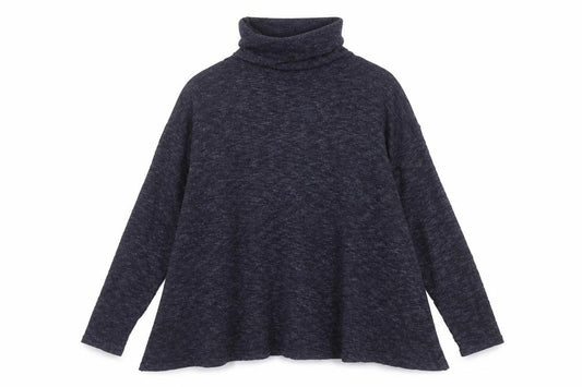 Front view of New Look women’s blue roll neck polyester jumper, size UK 12