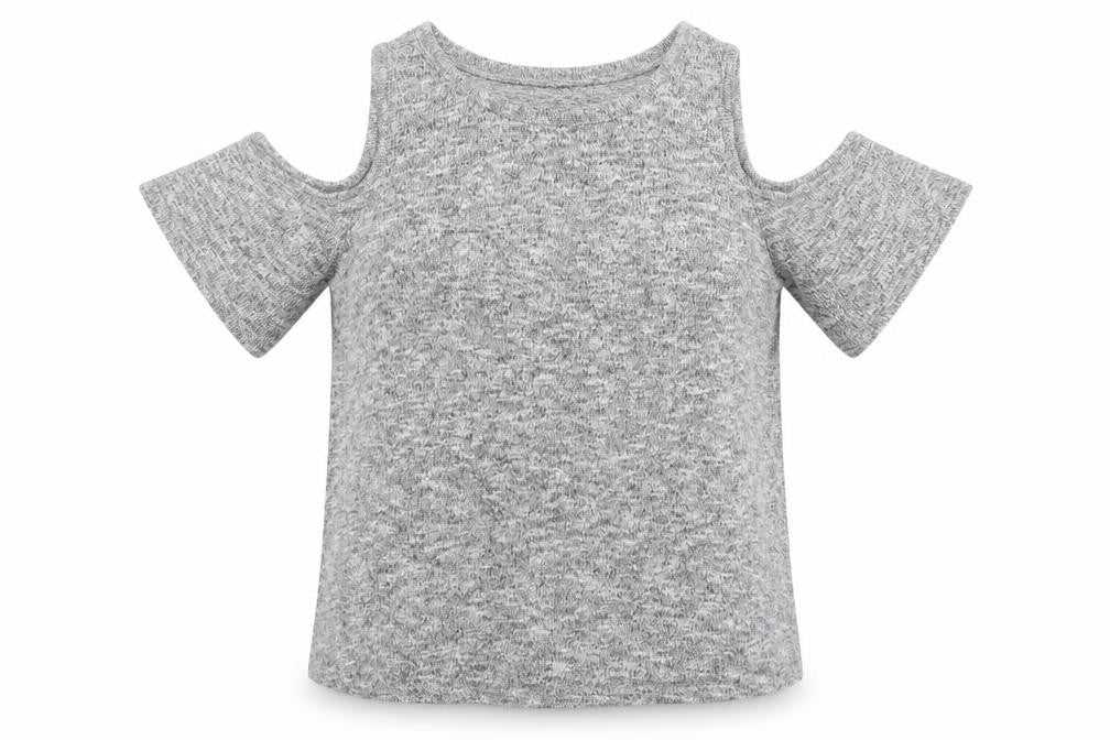 Front view of New Look women’s grey polyester basic t-shirt, size UK 6, round neck