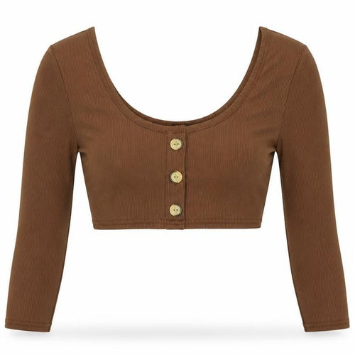 Nasdty Gal Womens Brown  Plastic Cropped Blouse Size 4 Scoop Neck