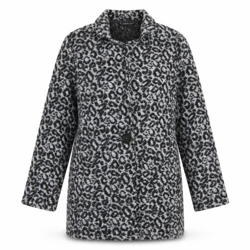 Dunnes Stores Womens Grey Animal Print  Jacket Coatigan Size M  Button
