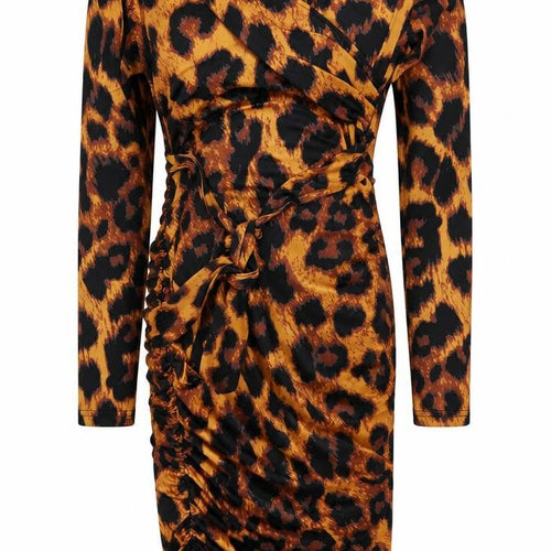 CHICME Womens Orange Animal Print Cotton Bodycon  Size XL  Off the Shoulder Pullover