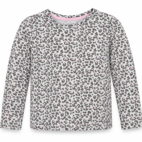 Primark Girls Grey Animal Print Cotton Basic T-Shirt Size 4-5 Years Crew Neck Pullover