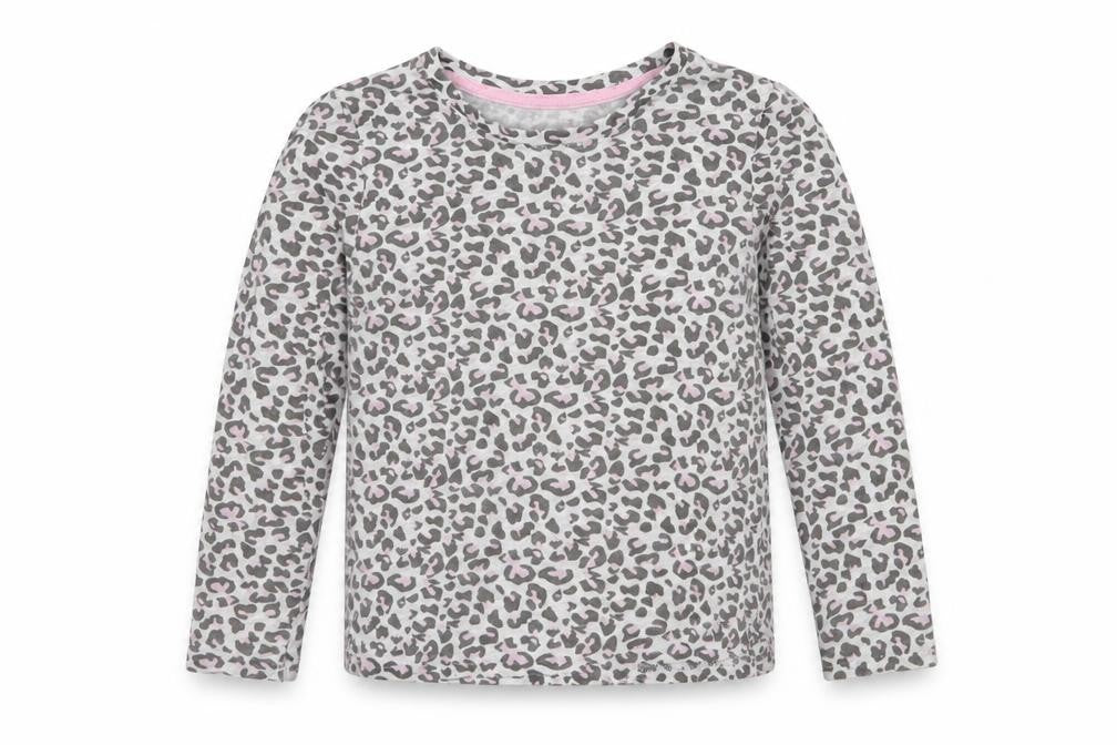 Primark Girls Grey Animal Print Cotton Basic T-Shirt Size 4-5 Years Crew Neck Pullover