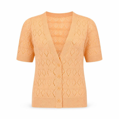 Harold Ingram Womens Orange V-Neck  Acrylic Cardigan Jumper Size S