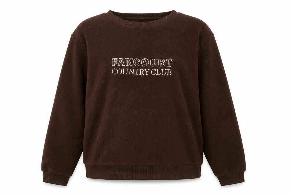 Front view of SHEIN women’s brown round neck polyester jumper, size M