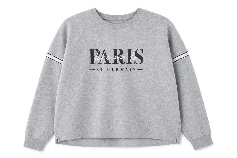 Front view of Primark women’s grey polyester pullover sweatshirt, size L