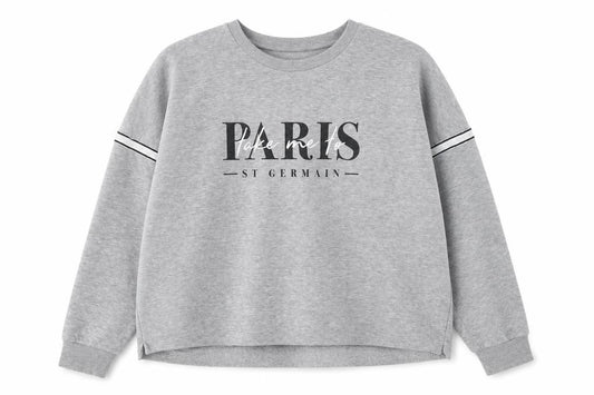 Front view of Primark women’s grey polyester pullover sweatshirt, size L