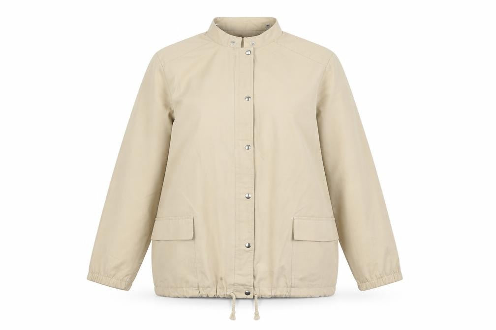 Front view of St Michael women’s beige jacket, size UK 18, zip
