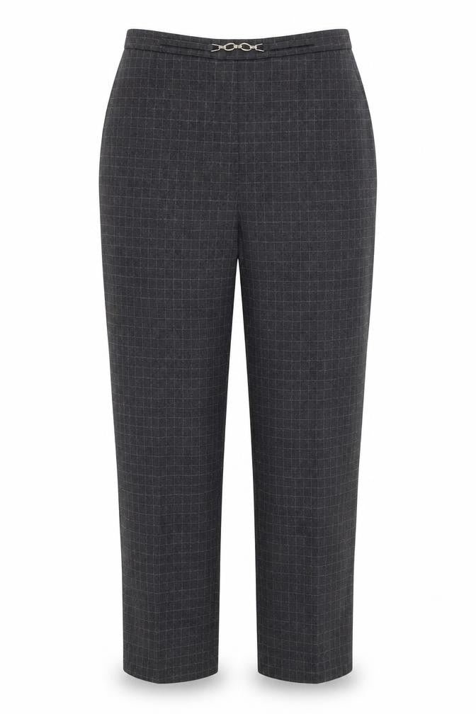 EWM Womens Grey Plaid Polyester Trousers  Size 12 L25 in Regular