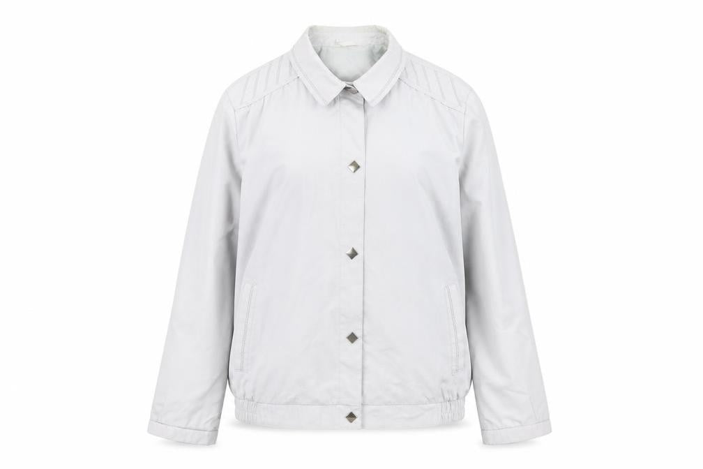 Front view of Preworn women’s grey jacket, size UK 14