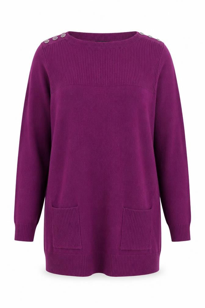 Front view of M&Co women’s pink acrylic pullover sweatshirt, size UK 14