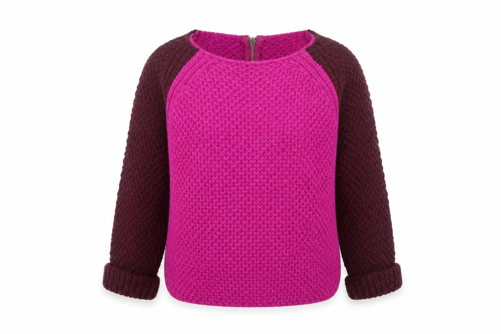 Front view of River Island women’s multicoloured round neck acrylic jumper, size UK 10