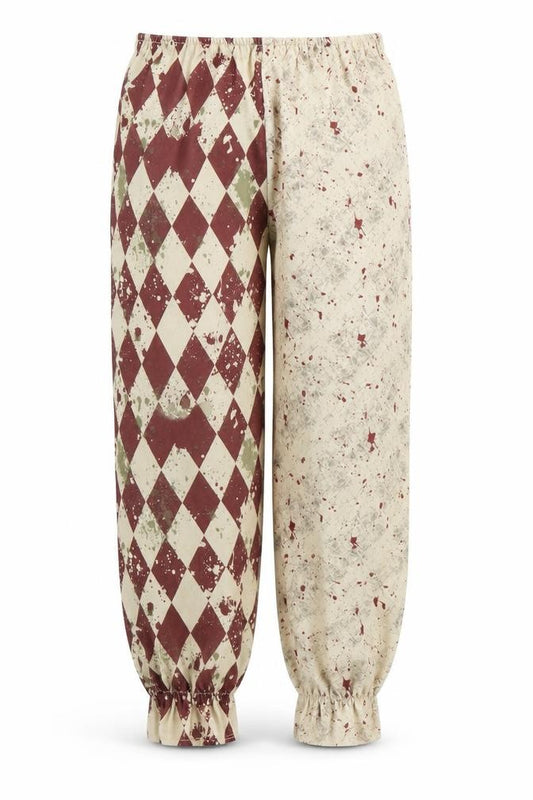 Front view of B&M boys’ brown geometric polyester bloomer trousers, size 5-6, years regular - fancy dress