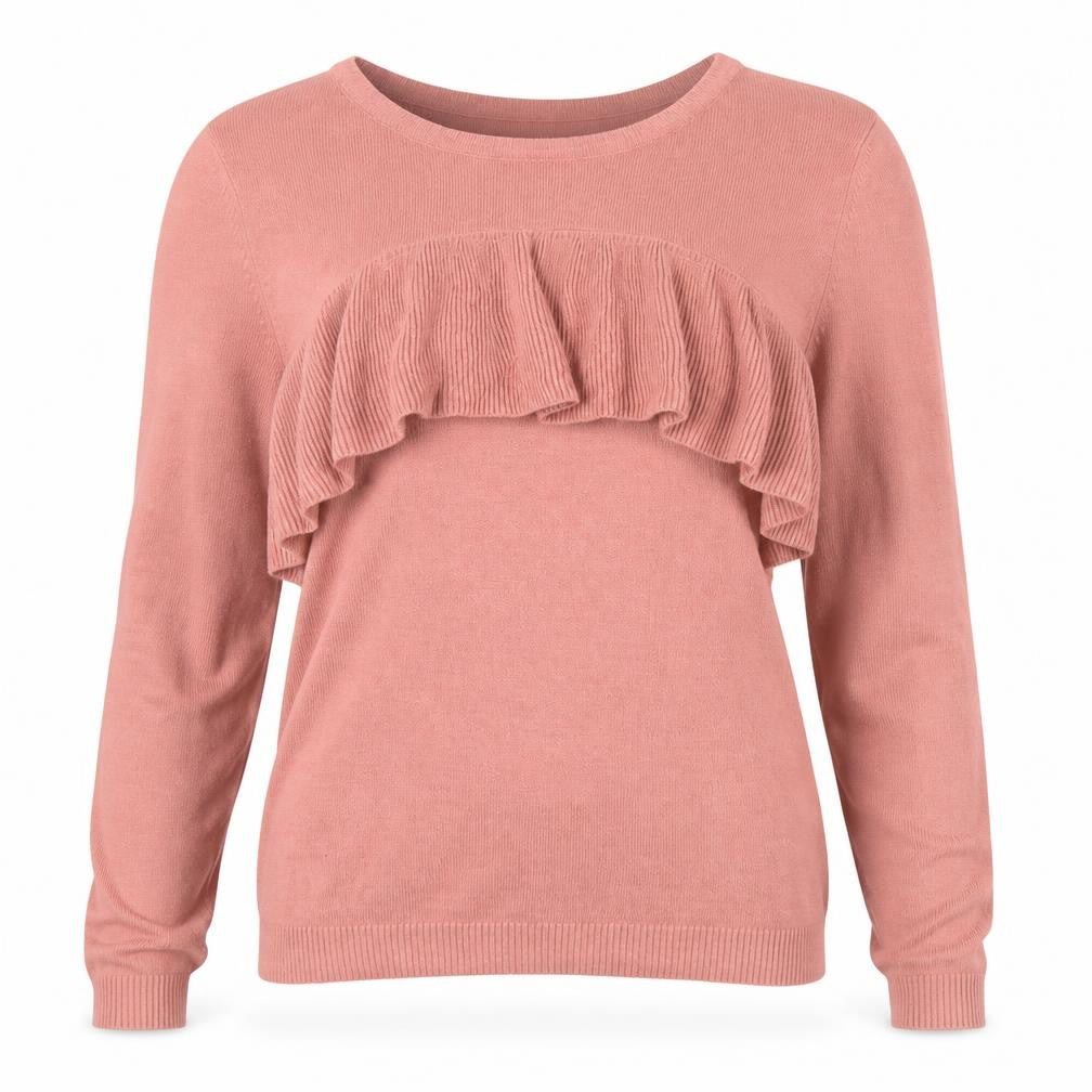 Front view of ASOS women’s pink round neck cotton jumper, size UK 12