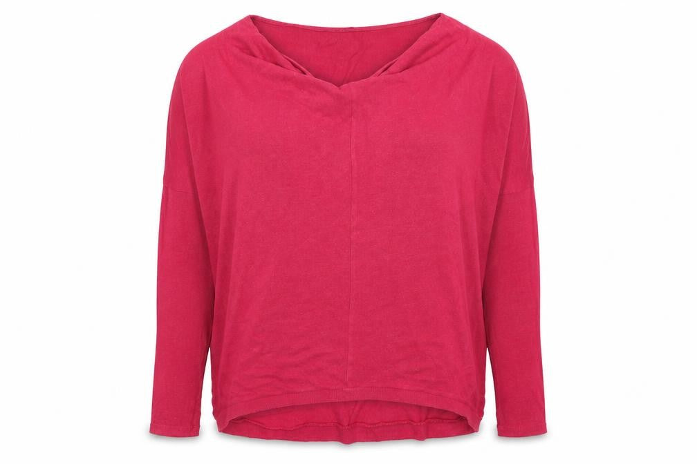 Front view of La Redoute women’s pink cotton pullover sweatshirt, size UK 16, pullover