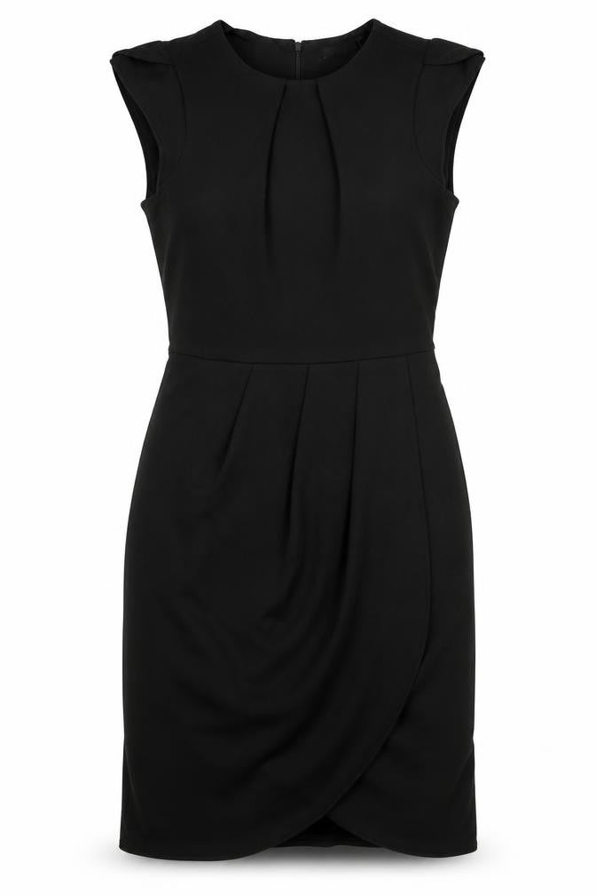 Front view of Atmosphere women’s black polyester a-line, size UK 10, crew neck zip