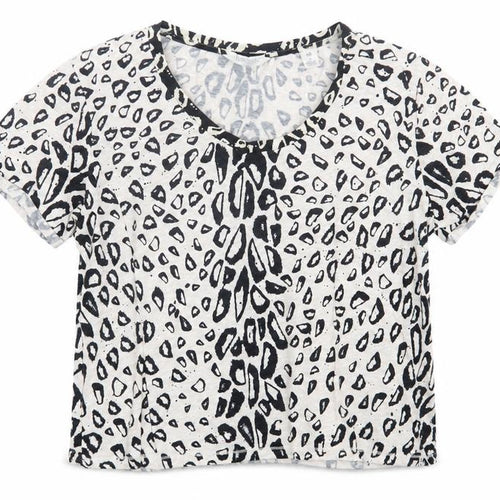 Scotch & Soda Womens Beige Animal Print Cotton Basic T-Shirt Size S V-Neck