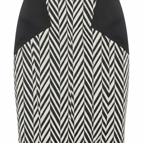 Angl Womens Beige Geometric Cotton A-Line Skirt Size S   Zip