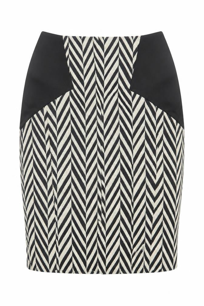 Angl Womens Beige Geometric Cotton A-Line Skirt Size S   Zip