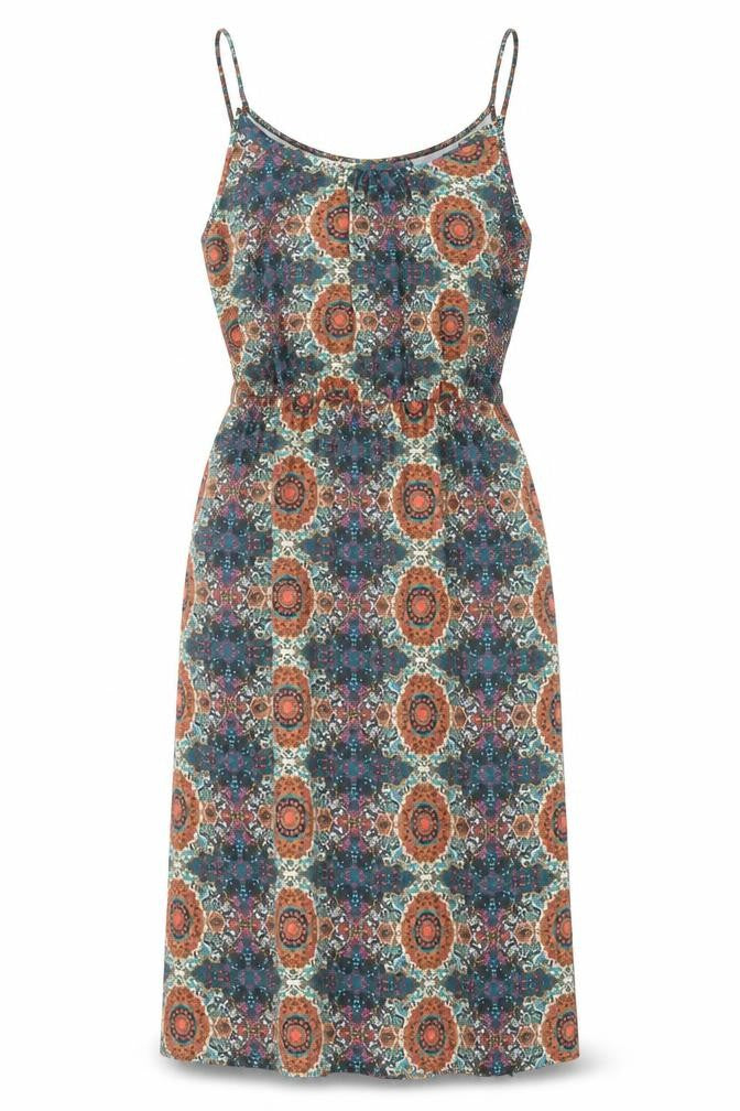 Front view of Rainbow women’s multicoloured geometric polyester a-line, size XL, scoop neck pullover