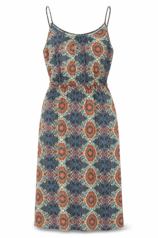 Front view of Rainbow women’s multicoloured geometric polyester a-line, size XL, scoop neck pullover