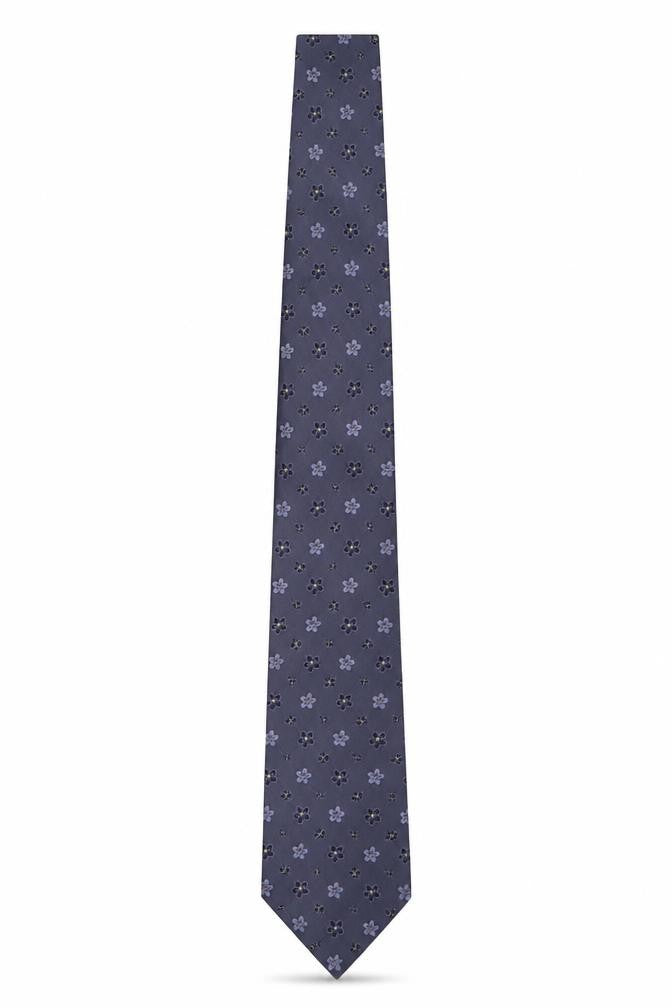 Blazer Mens Grey Floral Silk Pointed Tie One Size