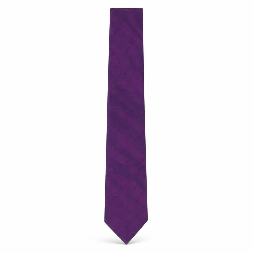 Front view of Davis Moss men’s purple geometric silk pointed tie one size