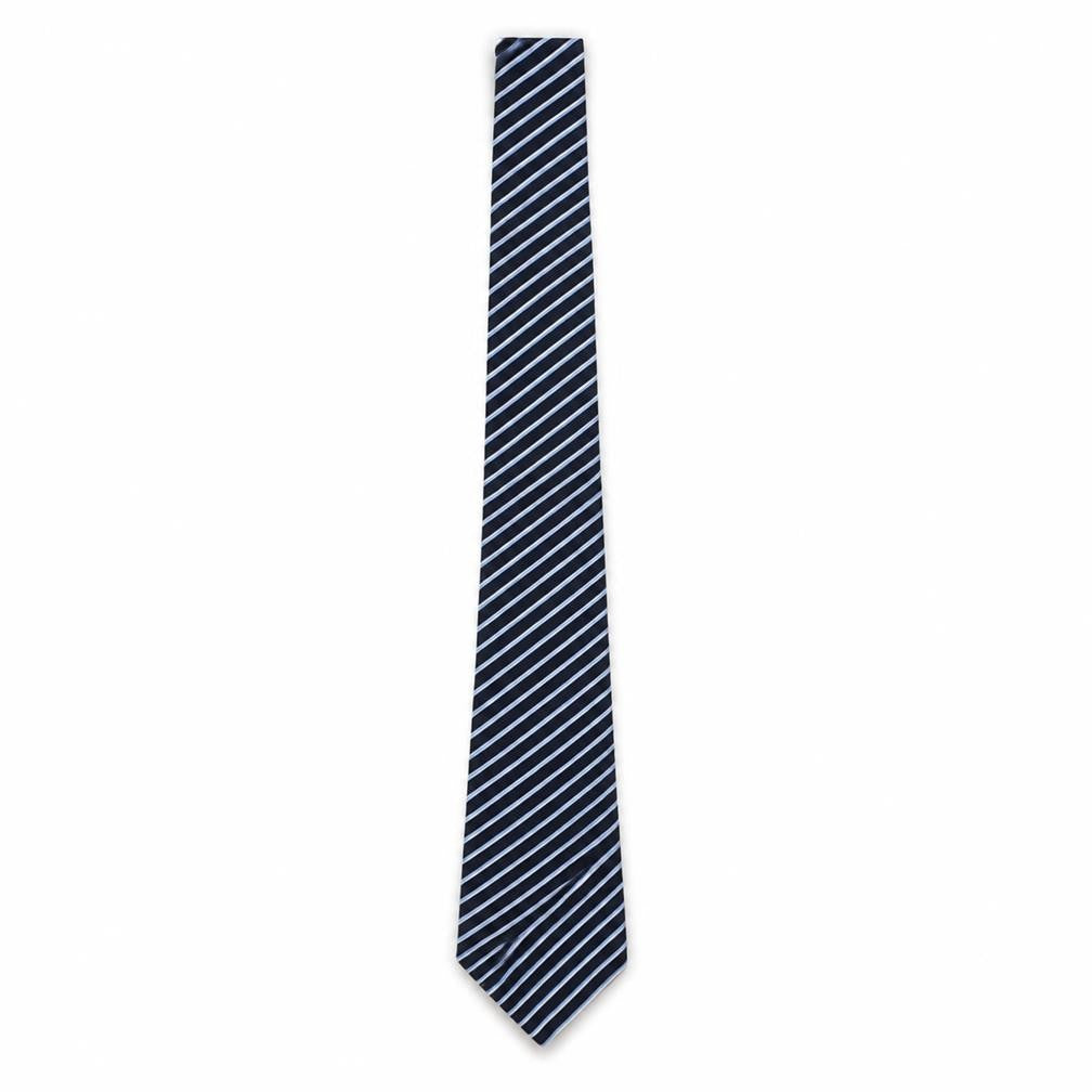 Front view of St Michael men’s multicoloured striped polyester pointed tie one size