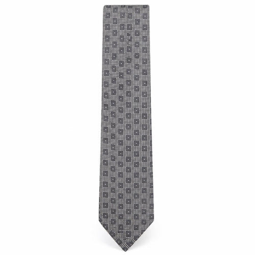 Allea Mens Grey Geometric Silk Pointed Tie One Size
