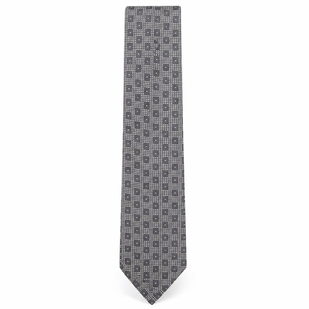 Allea Mens Grey Geometric Silk Pointed Tie One Size