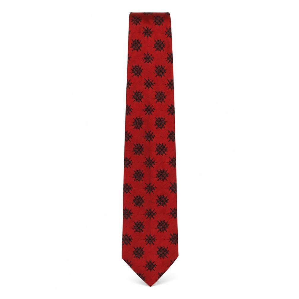 Front view of Piscador men’s red geometric silk pointed tie one size