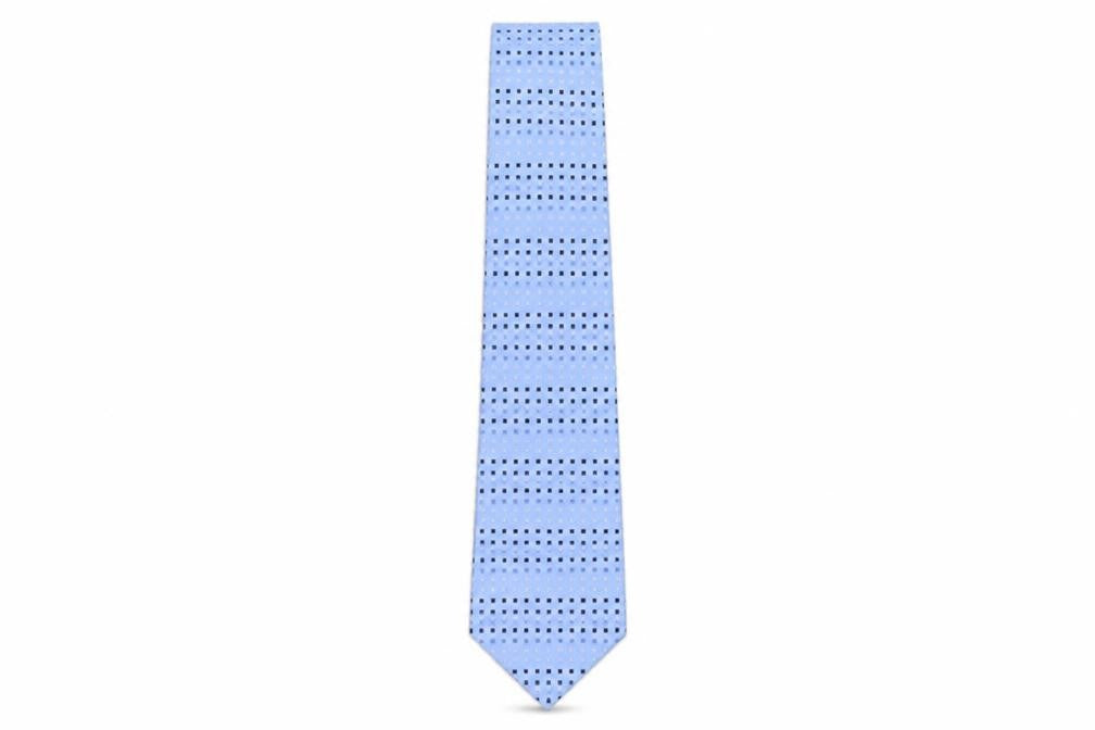 Front view of Lloyd Attree & Smith men’s blue geometric polyester pointed tie one size
