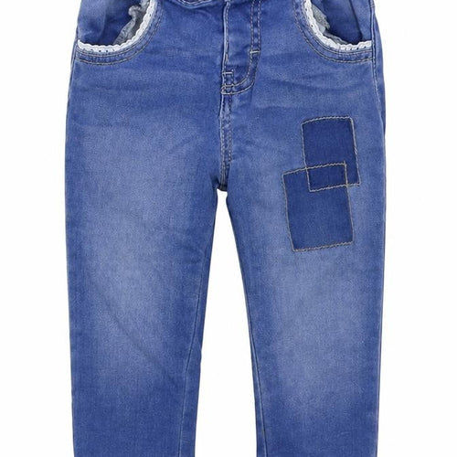 F&F Girls Blue  Cotton  Jeans Size 9-12 Months  Button