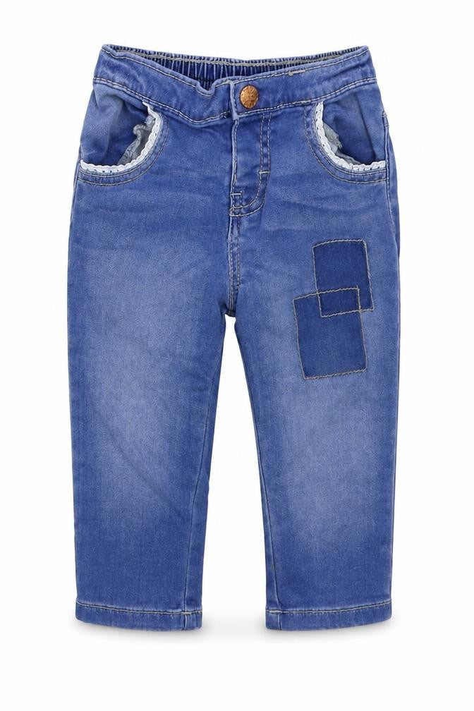 F&F Girls Blue  Cotton  Jeans Size 9-12 Months  Button