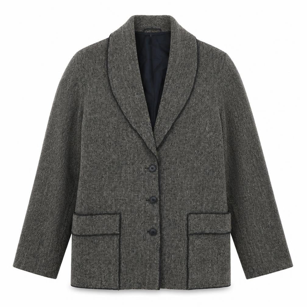 Front view of Rosies women’s grey jacket, size UK 14, button