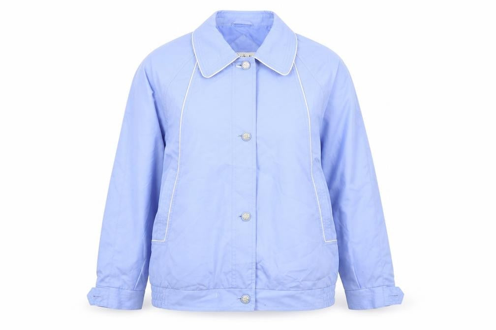 Front view of Berkertex women’s blue jacket, size UK 10, zip