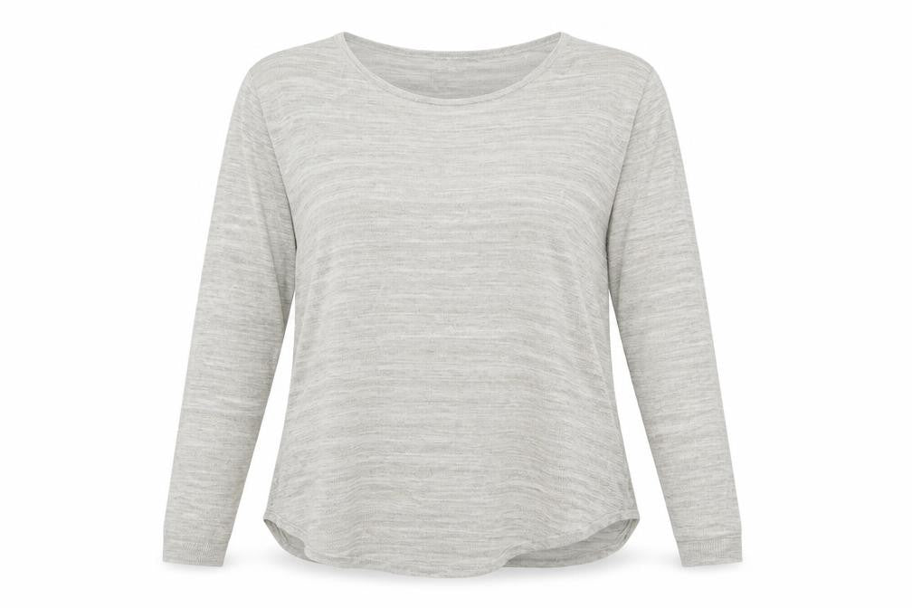 Front view of H&M women’s beige boat neck viscose jumper, size S