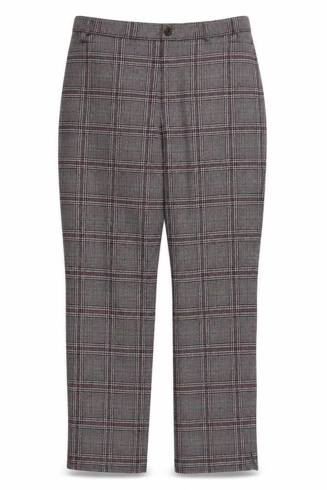 Peter Hahm Womens Purple Check Wool Trousers  Size 36 in L30 in Regular Button