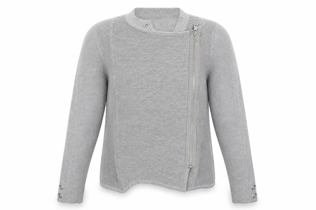 JD Williams Womens Grey Round Neck  Viscose Full Zip Jumper Size 12