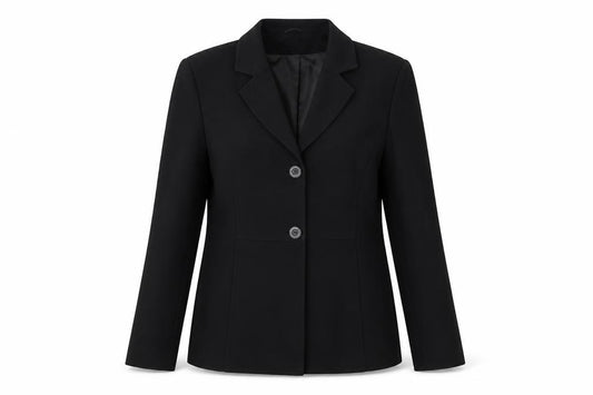 Front view of Bay women’s blue jacket blazer, size UK 10, button