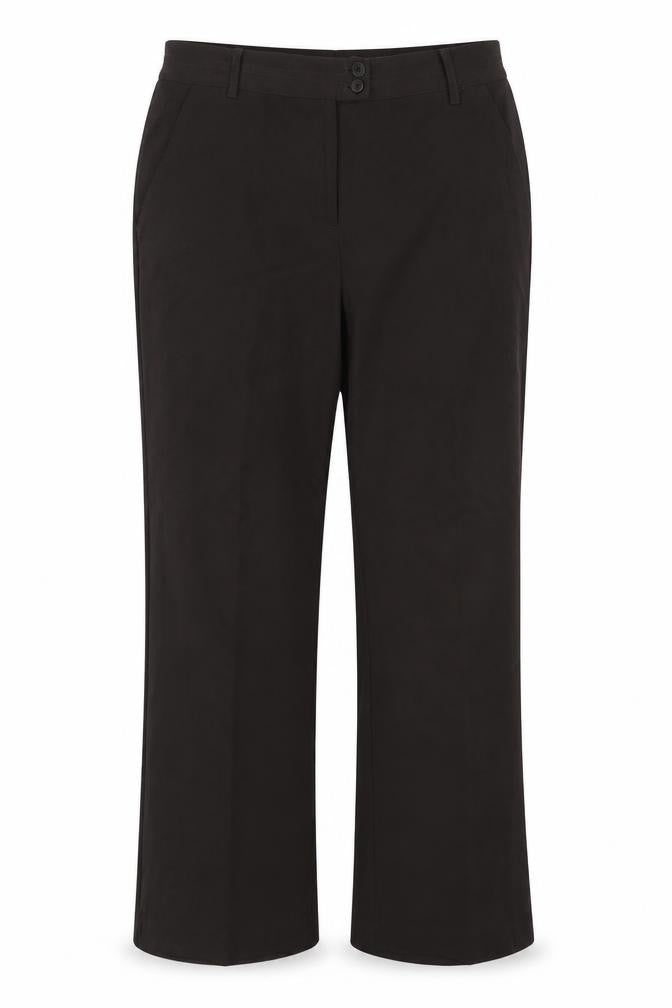 Front view of Anna Rose women’s brown polyester trousers, size UK 14, 27-inch leg regular zip