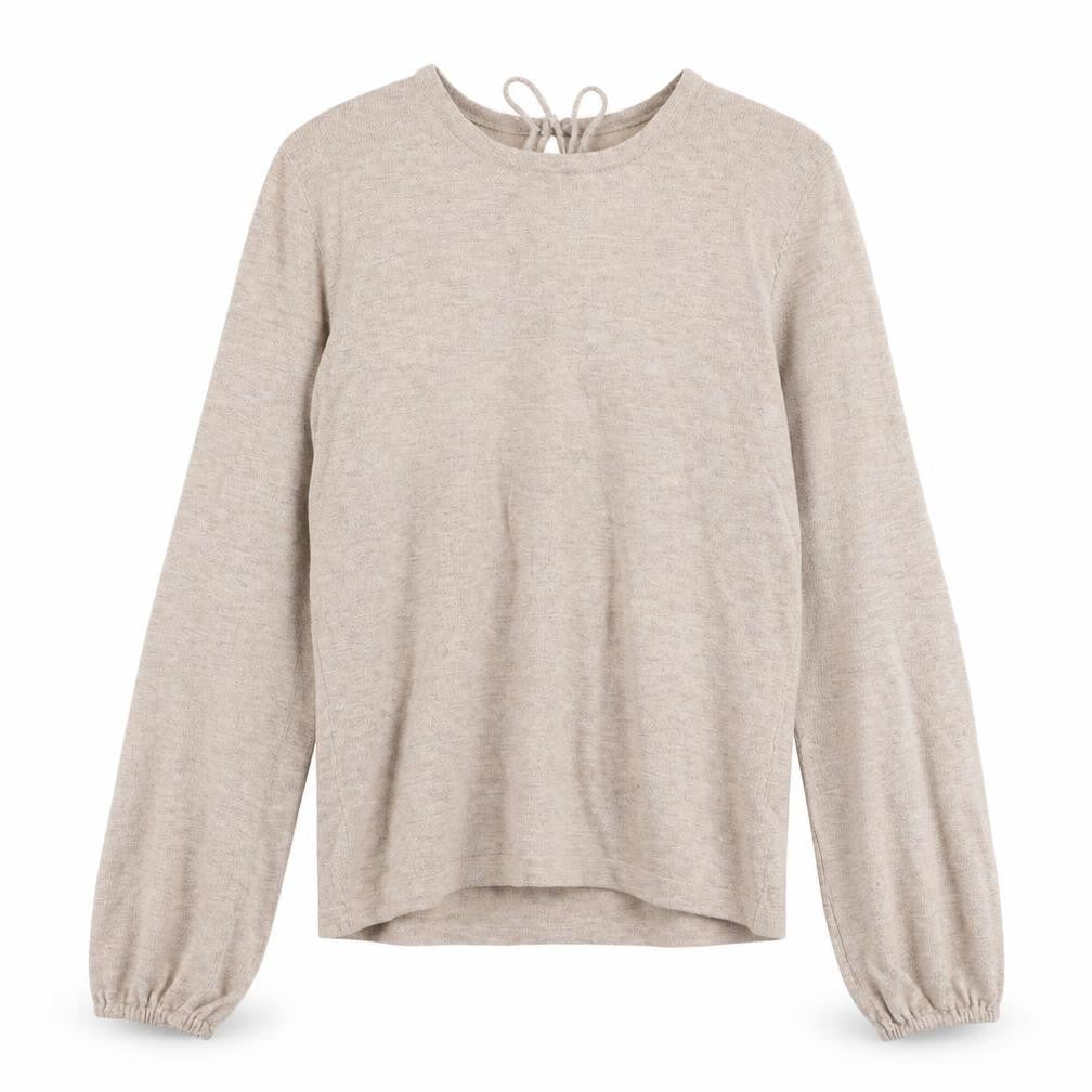 Front view of Next women’s beige round neck cotton jumper, size UK 8