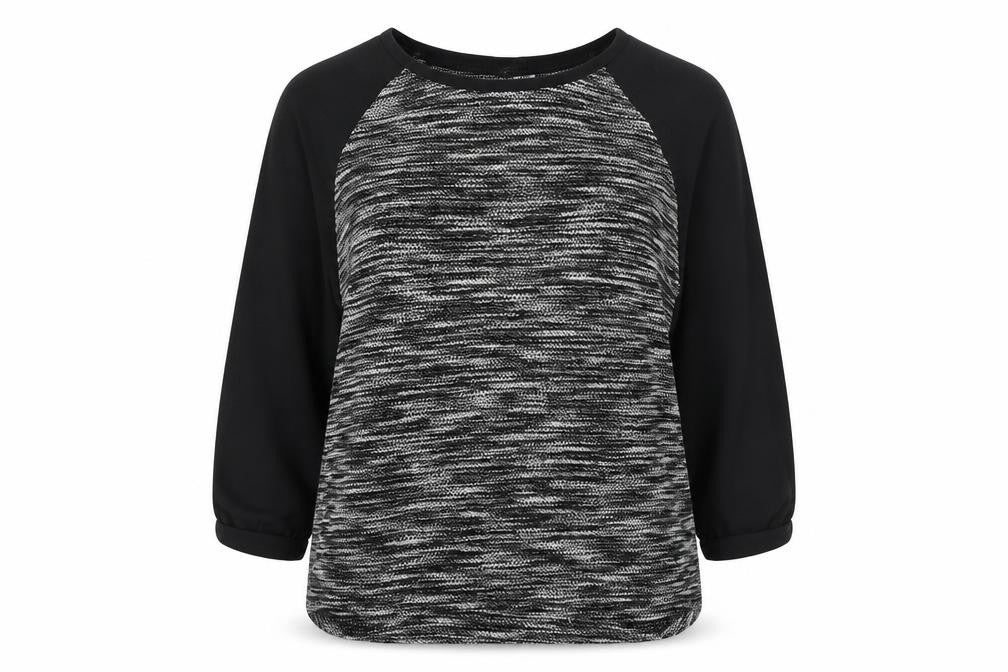 Front view of H&M women’s black round neck cotton jumper, size S
