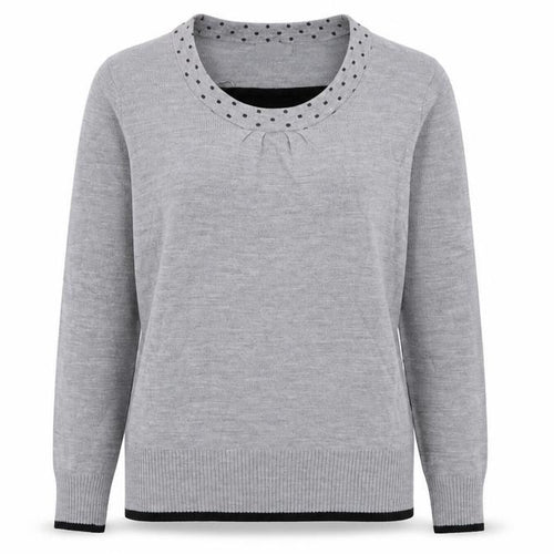 Ann Marie Womens Grey Round Neck  Acrylic Pullover Jumper Size M