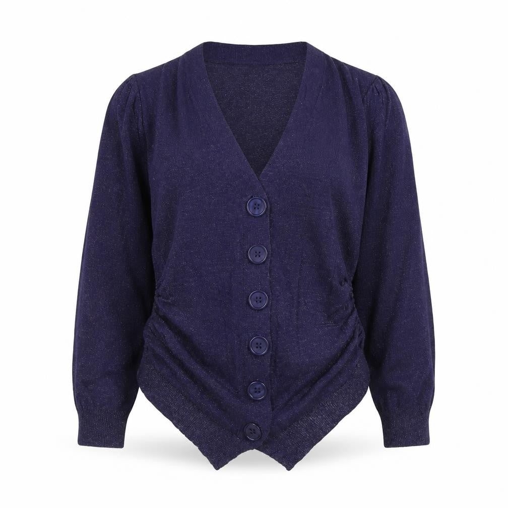 Front view of Anise women’s blue v-neck viscose jumper, size S