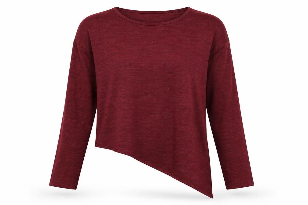 Front view of OVS women’s red round neck polyester jumper, size M