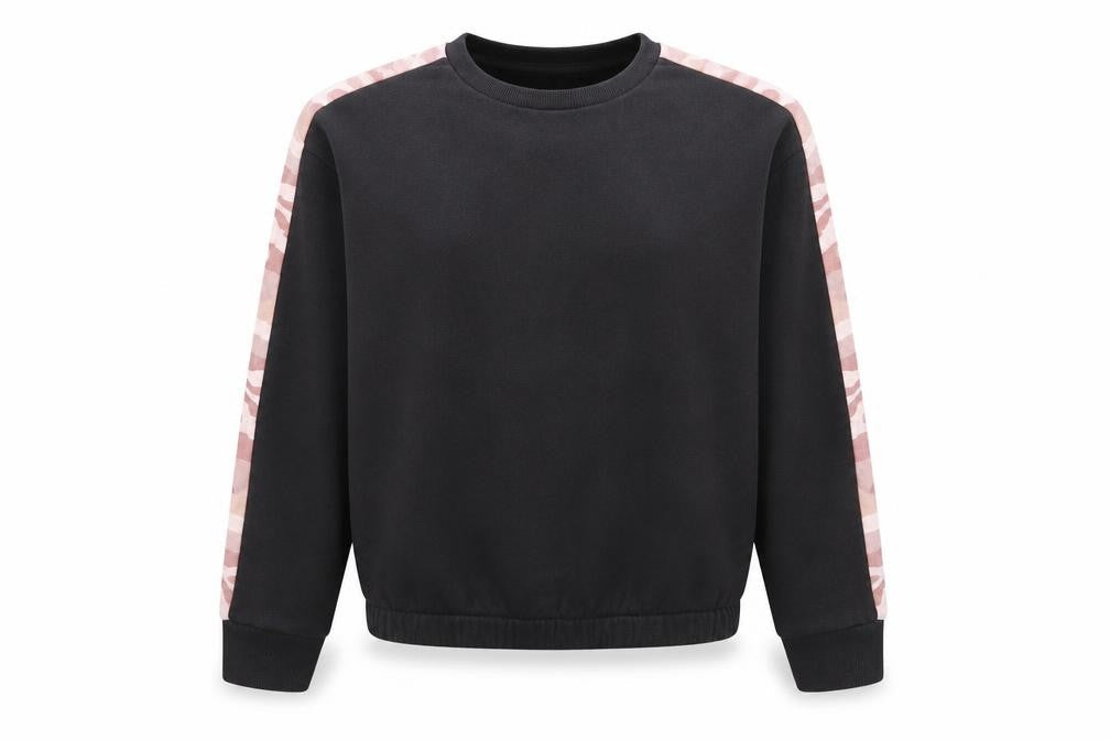 Front view of Marks & Spencer girls’ black camouflage cotton pullover sweatshirt, size 10-11, years
